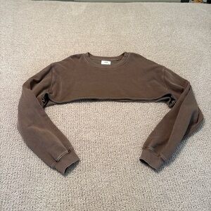 Joah Brown Cropped Sweatshirt One Size